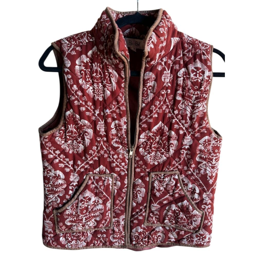 Boutique Bo Bel Women's Quilted Vest Floral Red Size Medium